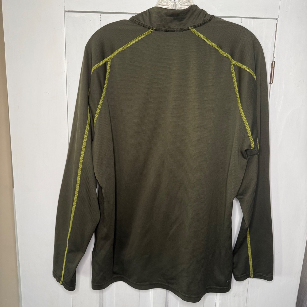 The North Face Men's Size Medium 1/4 Zip Pullover Olive Green Lime Stitching - Picture 4 of 6